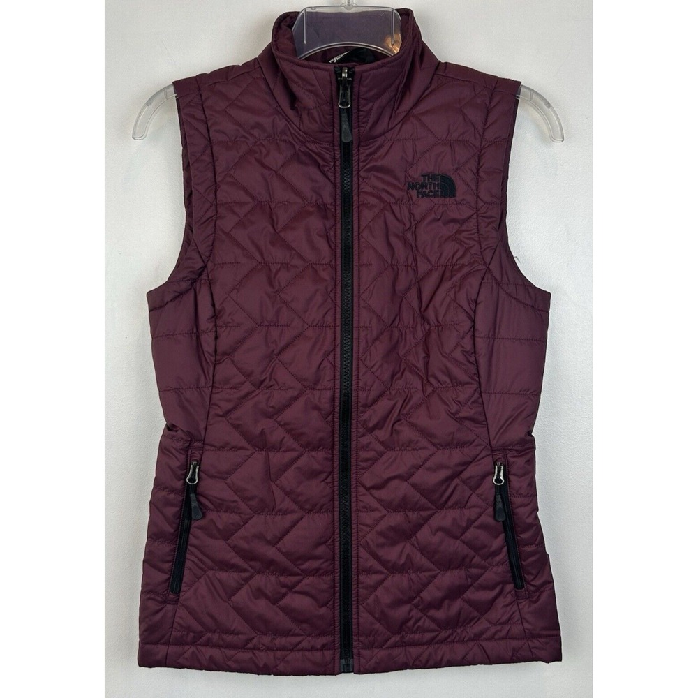 North Face Vest Womans Extra Small Quilted Puffer Burgundy Zipper Pockets Jacket